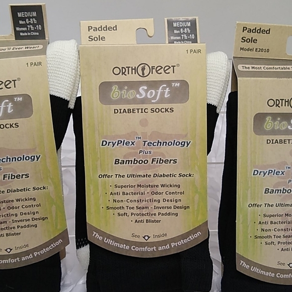 BLACK Padded Sole Diabetic Socks Sz.M - Ortho-feet Biosoft - Picture 2 of 6